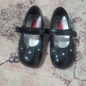 Rachel Black Kids Dress Shoes with Floral Design